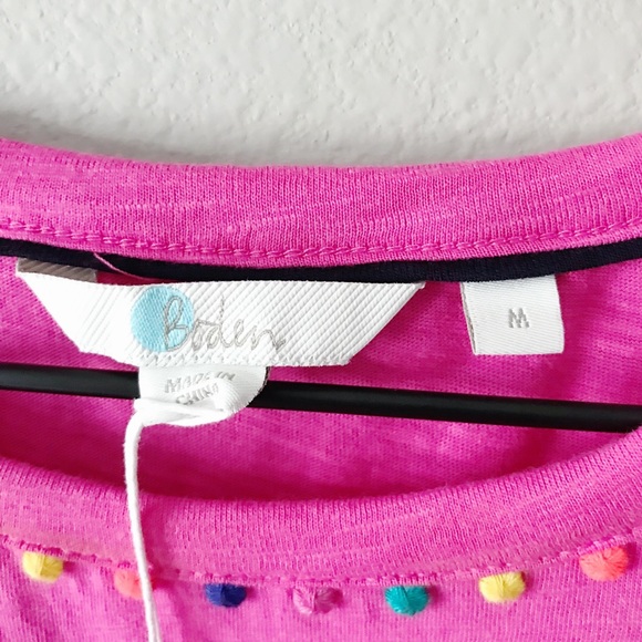 Boden British Charlie Pom Jersey Tee Shirt Pink M - Picture 10 of 16